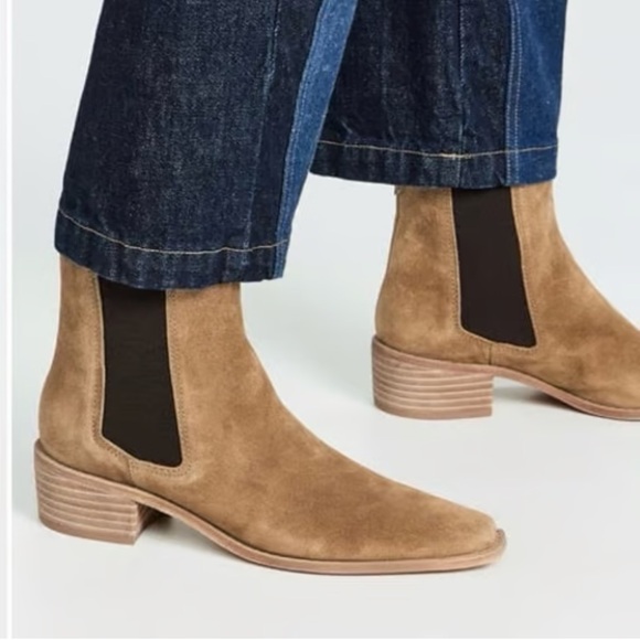 NEW $438 Tory Burch Chelsea Suede Pull on Ankle Heel Bootie women size 5 - Picture 1 of 10